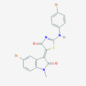 molecular formula C18H11Br2N3O2S B331516 (5Z)-2-(4-bromoanilino)-5-(5-bromo-1-methyl-2-oxoindol-3-ylidene)-1,3-thiazol-4-one 