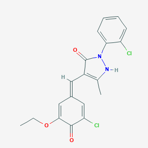 4-[(Z)-(3-chloro-5-ethoxy-4-oxocyclohexa-2,5-dien-1-ylidene)methyl]-2-(2-chlorophenyl)-5-methyl-1H-pyrazol-3-one