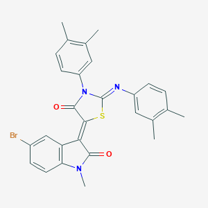 molecular formula C28H24BrN3O2S B331520 5-bromo-3-{3-(3,4-dimethylphenyl)-2-[(3,4-dimethylphenyl)imino]-4-oxo-1,3-thiazolidin-5-ylidene}-1-methyl-1,3-dihydro-2H-indol-2-one 