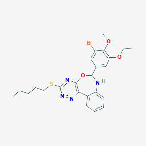 molecular formula C24H27BrN4O3S B331522 6-(3-Bromo-5-ethoxy-4-methoxyphenyl)-3-(pentylsulfanyl)-6,7-dihydro[1,2,4]triazino[5,6-d][3,1]benzoxazepine 