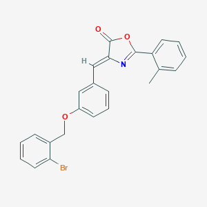 molecular formula C24H18BrNO3 B331527 4-{3-[(2-bromobenzyl)oxy]benzylidene}-2-(2-methylphenyl)-1,3-oxazol-5(4H)-one 
