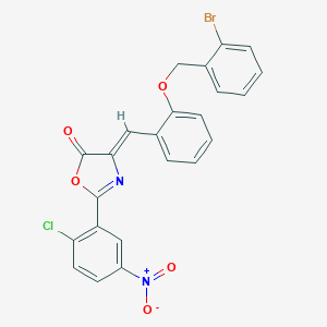 molecular formula C23H14BrClN2O5 B331532 4-{2-[(2-bromobenzyl)oxy]benzylidene}-2-{2-chloro-5-nitrophenyl}-1,3-oxazol-5(4H)-one 
