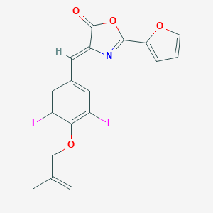 molecular formula C18H13I2NO4 B331536 4-{3,5-diiodo-4-[(2-methyl-2-propenyl)oxy]benzylidene}-2-(2-furyl)-1,3-oxazol-5(4H)-one 