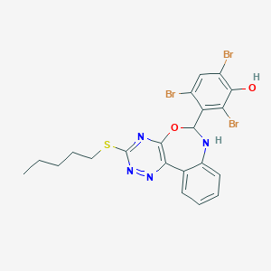 molecular formula C21H19Br3N4O2S B331545 2,4,6-Tribromo-3-[3-(pentylsulfanyl)-6,7-dihydro[1,2,4]triazino[5,6-d][3,1]benzoxazepin-6-yl]phenol 