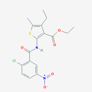 molecular formula C17H17ClN2O5S B331547 Ethyl 2-({2-chloro-5-nitrobenzoyl}amino)-4-ethyl-5-methyl-3-thiophenecarboxylate 
