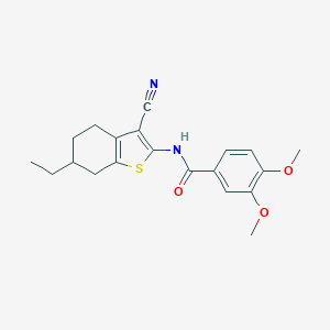 molecular formula C20H22N2O3S B331552 N-(3-cyano-6-ethyl-4,5,6,7-tetrahydro-1-benzothiophen-2-yl)-3,4-dimethoxybenzamide 