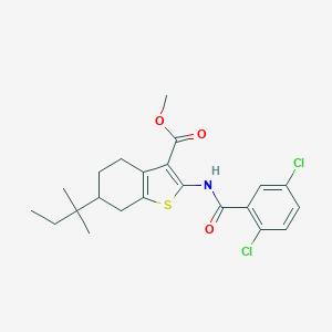 molecular formula C22H25Cl2NO3S B331553 Methyl 2-[(2,5-dichlorobenzoyl)amino]-6-tert-pentyl-4,5,6,7-tetrahydro-1-benzothiophene-3-carboxylate 