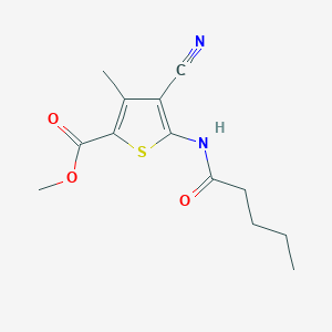 molecular formula C13H16N2O3S B331555 Methyl 4-cyano-3-methyl-5-(pentanoylamino)thiophene-2-carboxylate 