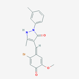 molecular formula C19H17BrN2O3 B331558 4-[(Z)-(2-bromo-5-methoxy-4-oxocyclohexa-2,5-dien-1-ylidene)methyl]-5-methyl-2-(3-methylphenyl)-1H-pyrazol-3-one 