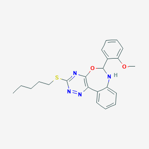 molecular formula C22H24N4O2S B331560 6-(2-Methoxyphenyl)-3-(pentylsulfanyl)-6,7-dihydro[1,2,4]triazino[5,6-d][3,1]benzoxazepine 