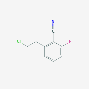 molecular formula C10H7ClFN B3315604 2-氯-3-(2-氰基-3-氟苯基)-1-丙烯 CAS No. 951893-79-1