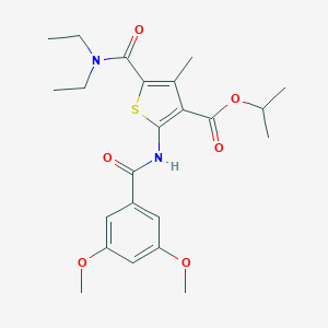 molecular formula C23H30N2O6S B331564 Isopropyl 5-[(diethylamino)carbonyl]-2-[(3,5-dimethoxybenzoyl)amino]-4-methyl-3-thiophenecarboxylate 