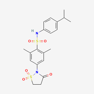molecular formula C20H24N2O5S2 B3315681 4-(1,1-dioxido-3-oxoisothiazolidin-2-yl)-N-(4-isopropylphenyl)-2,6-dimethylbenzenesulfonamide CAS No. 951894-37-4