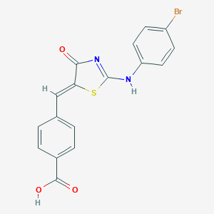 molecular formula C17H11BrN2O3S B331570 4-[(Z)-[2-(4-bromoanilino)-4-oxo-1,3-thiazol-5-ylidene]methyl]benzoic acid 