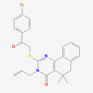molecular formula C25H23BrN2O2S B331572 3-allyl-2-{[2-(4-bromophenyl)-2-oxoethyl]sulfanyl}-5,5-dimethyl-5,6-dihydrobenzo[h]quinazolin-4(3H)-one 