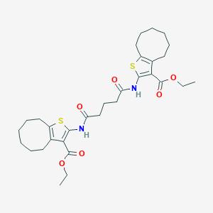 molecular formula C31H42N2O6S2 B331573 Diethyl 2,2'-[(1,5-dioxopentane-1,5-diyl)diimino]bis(4,5,6,7,8,9-hexahydrocycloocta[b]thiophene-3-carboxylate) 