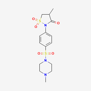 molecular formula C15H21N3O5S2 B3315809 4-Methyl-2-(4-((4-methylpiperazin-1-yl)sulfonyl)phenyl)isothiazolidin-3-one 1,1-dioxide CAS No. 951895-28-6