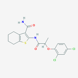 molecular formula C18H18Cl2N2O3S B331582 2-{[2-(2,4-Dichlorophenoxy)propanoyl]amino}-4,5,6,7-tetrahydro-1-benzothiophene-3-carboxamide 