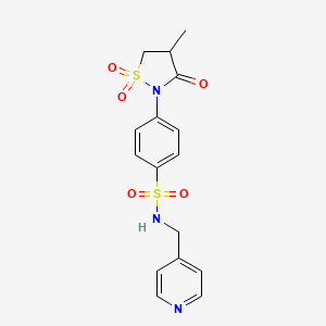 molecular formula C16H17N3O5S2 B3315828 4-(4-methyl-1,1-dioxido-3-oxoisothiazolidin-2-yl)-N-(pyridin-4-ylmethyl)benzenesulfonamide CAS No. 951895-71-9