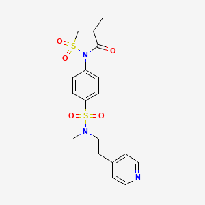 molecular formula C18H21N3O5S2 B3315833 N-methyl-4-(4-methyl-1,1-dioxido-3-oxoisothiazolidin-2-yl)-N-(2-(pyridin-4-yl)ethyl)benzenesulfonamide CAS No. 951895-75-3