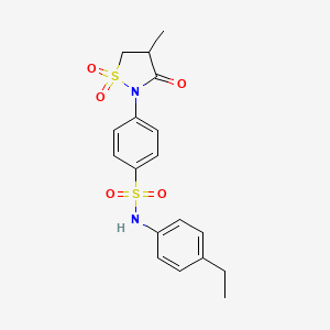 molecular formula C18H20N2O5S2 B3315841 N-(4-ethylphenyl)-4-(4-methyl-1,1-dioxido-3-oxoisothiazolidin-2-yl)benzenesulfonamide CAS No. 951896-23-4