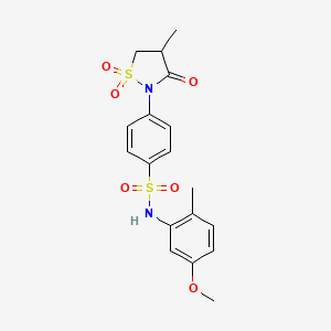 molecular formula C18H20N2O6S2 B3315854 N-(5-methoxy-2-methylphenyl)-4-(4-methyl-1,1-dioxido-3-oxoisothiazolidin-2-yl)benzenesulfonamide CAS No. 951896-81-4