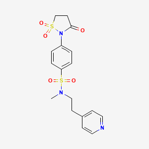 molecular formula C17H19N3O5S2 B3315870 4-(1,1-dioxido-3-oxoisothiazolidin-2-yl)-N-methyl-N-(2-(pyridin-4-yl)ethyl)benzenesulfonamide CAS No. 951898-17-2