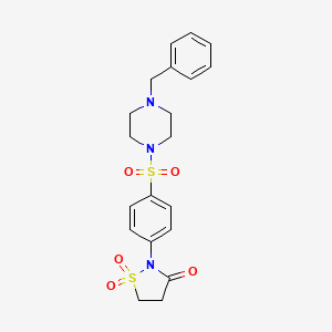 molecular formula C20H23N3O5S2 B3315877 2-(4-((4-Benzylpiperazin-1-yl)sulfonyl)phenyl)isothiazolidin-3-one 1,1-dioxide CAS No. 951898-23-0