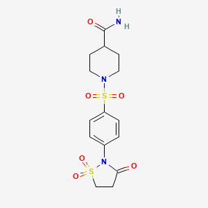 molecular formula C15H19N3O6S2 B3315885 1-((4-(1,1-Dioxido-3-oxoisothiazolidin-2-yl)phenyl)sulfonyl)piperidine-4-carboxamide CAS No. 951898-26-3