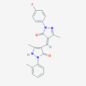 molecular formula C22H19FN4O2 B331589 2-(4-fluorophenyl)-4-{[5-hydroxy-3-methyl-1-(2-methylphenyl)-1H-pyrazol-4-yl]methylene}-5-methyl-2,4-dihydro-3H-pyrazol-3-one 