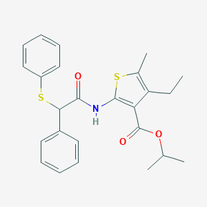 molecular formula C25H27NO3S2 B331591 Isopropyl 4-ethyl-5-methyl-2-{[phenyl(phenylsulfanyl)acetyl]amino}-3-thiophenecarboxylate 