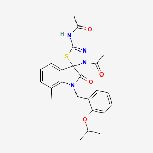 molecular formula C24H26N4O4S B3315911 N-(3'-acetyl-7-methyl-2-oxo-1-{[2-(propan-2-yloxy)phenyl]methyl}-1,2-dihydro-3'H-spiro[indole-3,2'-[1,3,4]thiadiazole]-5'-yl)acetamide CAS No. 951898-82-1