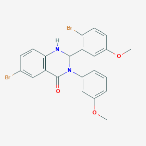 molecular formula C22H18Br2N2O3 B331593 6-bromo-2-(2-bromo-5-methoxyphenyl)-3-(3-methoxyphenyl)-2,3-dihydro-4(1H)-quinazolinone 