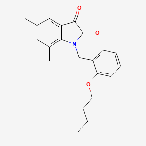 molecular formula C21H23NO3 B3315935 1-(2-Butoxybenzyl)-5,7-dimethylindoline-2,3-dione CAS No. 951899-20-0