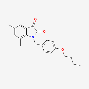 molecular formula C21H23NO3 B3315936 1-(4-Butoxybenzyl)-5,7-dimethylindoline-2,3-dione CAS No. 951899-22-2