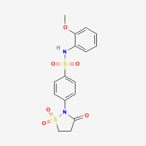 molecular formula C16H16N2O6S2 B3315961 4-(1,1-dioxido-3-oxoisothiazolidin-2-yl)-N-(2-methoxyphenyl)benzenesulfonamide CAS No. 951899-52-8