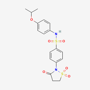 molecular formula C18H20N2O6S2 B3315964 4-(1,1-dioxido-3-oxoisothiazolidin-2-yl)-N-(4-isopropoxyphenyl)benzenesulfonamide CAS No. 951899-73-3