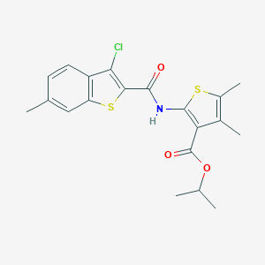molecular formula C20H20ClNO3S2 B331597 Isopropyl 2-{[(3-chloro-6-methyl-1-benzothien-2-yl)carbonyl]amino}-4,5-dimethyl-3-thiophenecarboxylate 