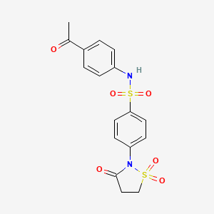 molecular formula C17H16N2O6S2 B3315971 N-(4-acetylphenyl)-4-(1,1-dioxido-3-oxoisothiazolidin-2-yl)benzenesulfonamide CAS No. 951900-03-1