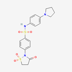 molecular formula C19H21N3O5S2 B3315980 4-(1,1-dioxido-3-oxoisothiazolidin-2-yl)-N-(4-(pyrrolidin-1-yl)phenyl)benzenesulfonamide CAS No. 951900-36-0