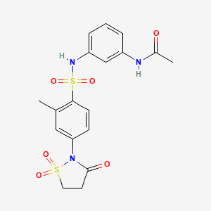 molecular formula C18H19N3O6S2 B3315987 N-[3-({[4-(1,1-dioxido-3-oxoisothiazolidin-2-yl)-2-methylphenyl]sulfonyl}amino)phenyl]acetamide CAS No. 951901-37-4