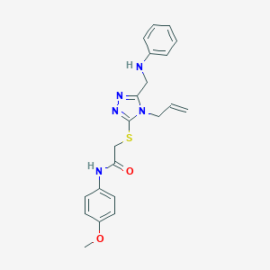 molecular formula C21H23N5O2S B331600 2-{[4-allyl-5-(anilinomethyl)-4H-1,2,4-triazol-3-yl]sulfanyl}-N-(4-methoxyphenyl)acetamide 