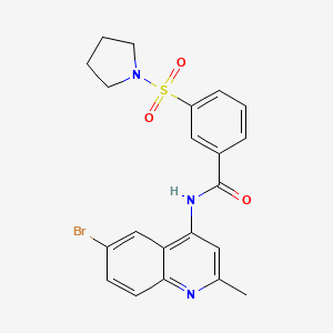 molecular formula C21H20BrN3O3S B3316018 N-(6-bromo-2-methylquinolin-4-yl)-3-(pyrrolidin-1-ylsulfonyl)benzamide CAS No. 951942-56-6