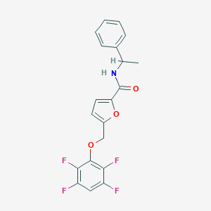 molecular formula C20H15F4NO3 B331602 N-(1-phenylethyl)-5-[(2,3,5,6-tetrafluorophenoxy)methyl]furan-2-carboxamide 
