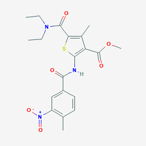 molecular formula C20H23N3O6S B331605 Methyl 5-(diethylcarbamoyl)-4-methyl-2-{[(4-methyl-3-nitrophenyl)carbonyl]amino}thiophene-3-carboxylate 