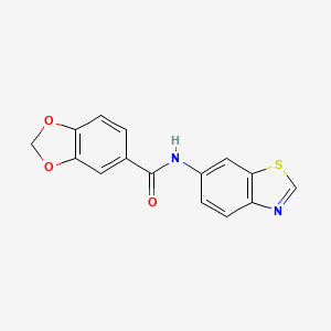 molecular formula C15H10N2O3S B3316101 N-(benzo[d]thiazol-6-yl)benzo[d][1,3]dioxole-5-carboxamide CAS No. 952827-84-8