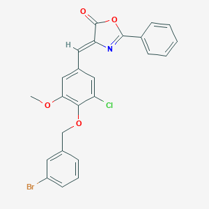 molecular formula C24H17BrClNO4 B331614 4-{4-[(3-bromobenzyl)oxy]-3-chloro-5-methoxybenzylidene}-2-phenyl-1,3-oxazol-5(4H)-one 