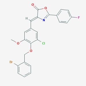 molecular formula C24H16BrClFNO4 B331620 4-{4-[(2-bromobenzyl)oxy]-3-chloro-5-methoxybenzylidene}-2-(4-fluorophenyl)-1,3-oxazol-5(4H)-one 