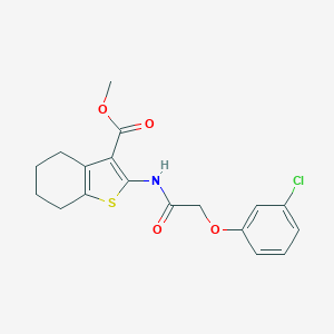 molecular formula C18H18ClNO4S B331623 Methyl 2-{[(3-chlorophenoxy)acetyl]amino}-4,5,6,7-tetrahydro-1-benzothiophene-3-carboxylate 