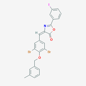 molecular formula C24H16Br2INO3 B331629 4-{3,5-dibromo-4-[(3-methylbenzyl)oxy]benzylidene}-2-(3-iodophenyl)-1,3-oxazol-5(4H)-one 